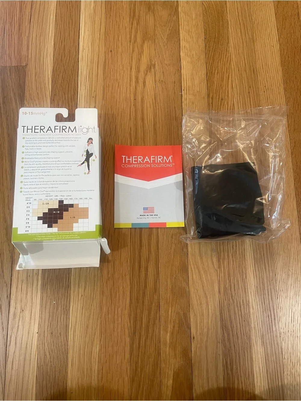 NEW Therafirm Light Compression Footless Tights in Black 10 - 15mmHg